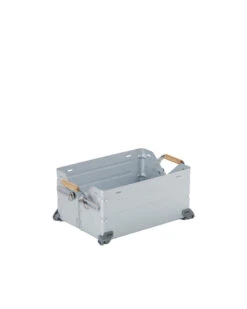 Snow Peak Stacking Shelf Container 25 – Galvanized Steel with Bamboo Handles Modular Storage Box